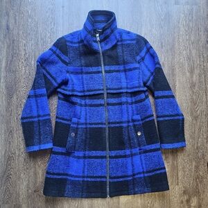 Hillsdale Buffalo Plaid Wool Blend Coat Pendleton Womens 4 Blue Black Wool